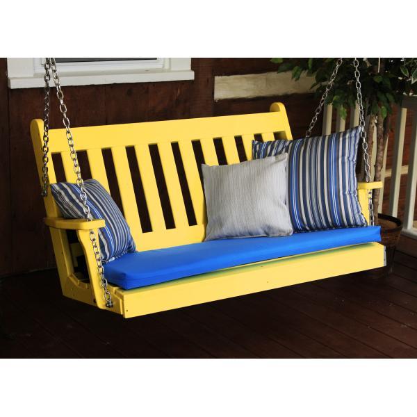 A &amp; L Furniture Poly Traditional English Porch Swing Porch Swings 4ft / Aruba Blue