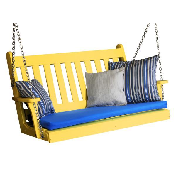 A &amp; L Furniture Poly Traditional English Porch Swing Porch Swings 4ft / Aruba Blue