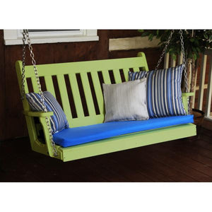 A & L Furniture Poly Traditional English Porch Swing Porch Swings 4ft / Aruba Blue
