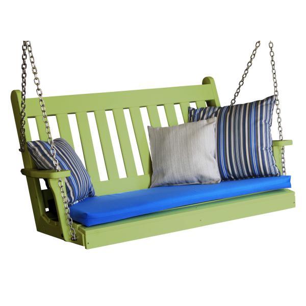 A &amp; L Furniture Poly Traditional English Porch Swing Porch Swings 4ft / Aruba Blue