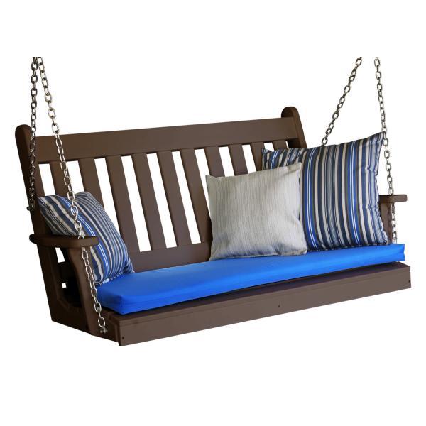 A &amp; L Furniture Poly Traditional English Porch Swing Porch Swings 4ft / Aruba Blue