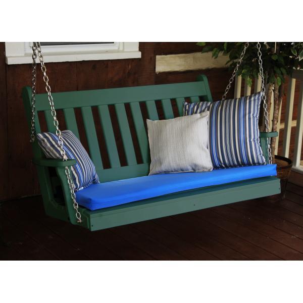 A &amp; L Furniture Poly Traditional English Porch Swing Porch Swings 4ft / Aruba Blue