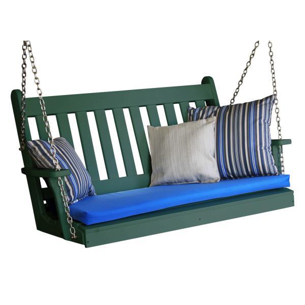 A &amp; L Furniture Poly Traditional English Porch Swing Porch Swings 4ft / Aruba Blue
