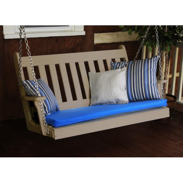 A &amp; L Furniture Poly Traditional English Porch Swing Porch Swings 4ft / Aruba Blue