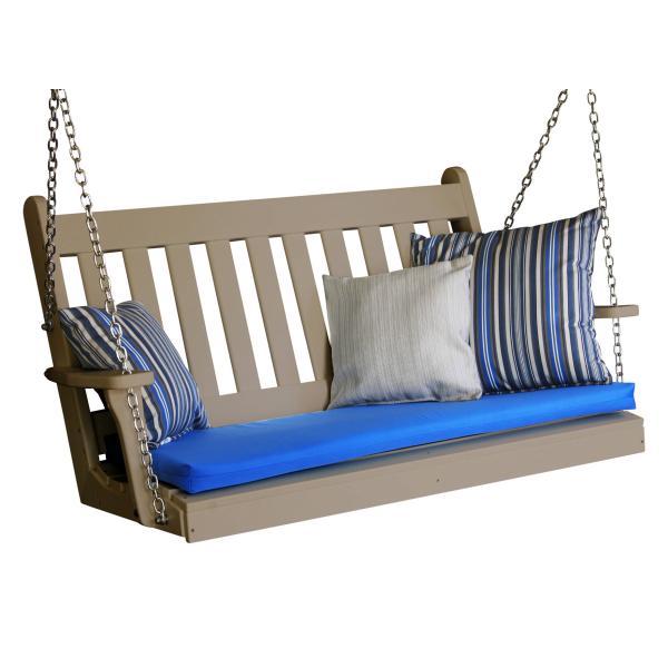 A &amp; L Furniture Poly Traditional English Porch Swing Porch Swings 4ft / Aruba Blue