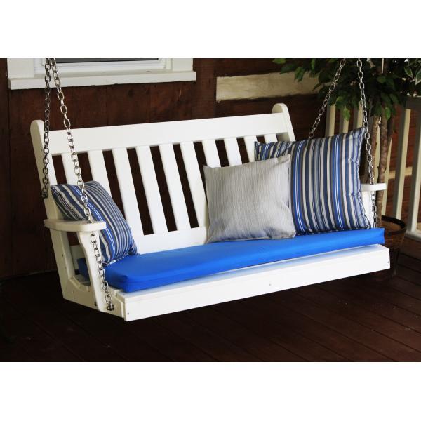 A &amp; L Furniture Poly Traditional English Porch Swing Porch Swings 4ft / Aruba Blue