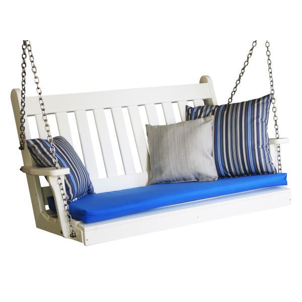 A &amp; L Furniture Poly Traditional English Porch Swing Porch Swings 4ft / Aruba Blue