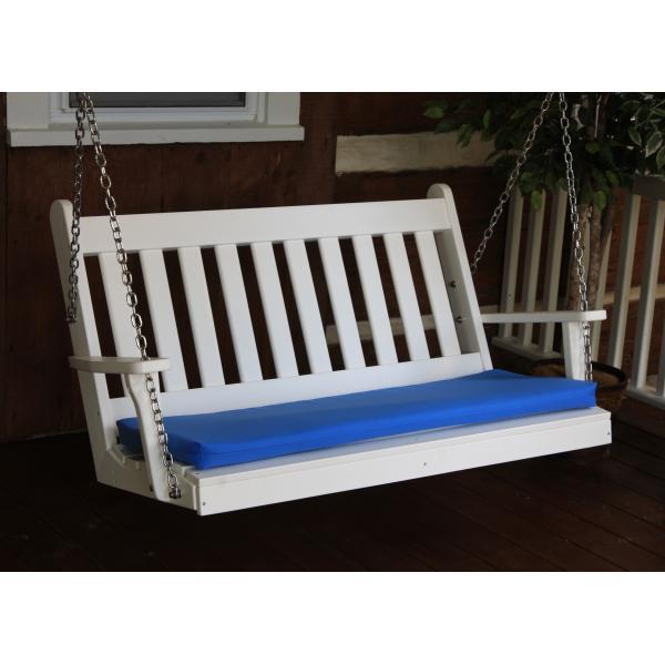 A &amp; L Furniture Poly Traditional English Porch Swing Porch Swings 4ft / Aruba Blue