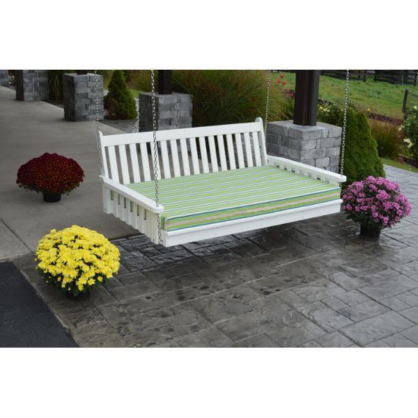 A &amp; L Furniture Poly Traditional English Swingbed Porch Swing Beds 4ft / Aruba Blue