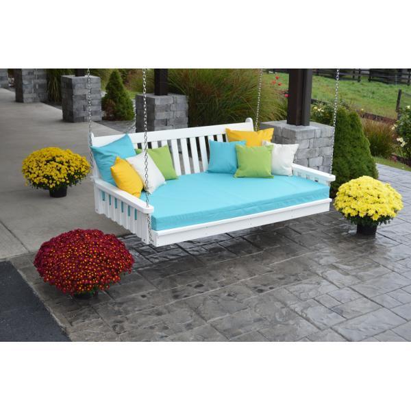 A &amp; L Furniture Poly Traditional English Swingbed Porch Swing Beds 4ft / Aruba Blue