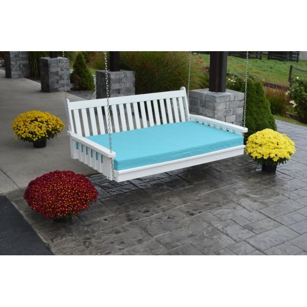 A &amp; L Furniture Poly Traditional English Swingbed Porch Swing Beds 4ft / Aruba Blue