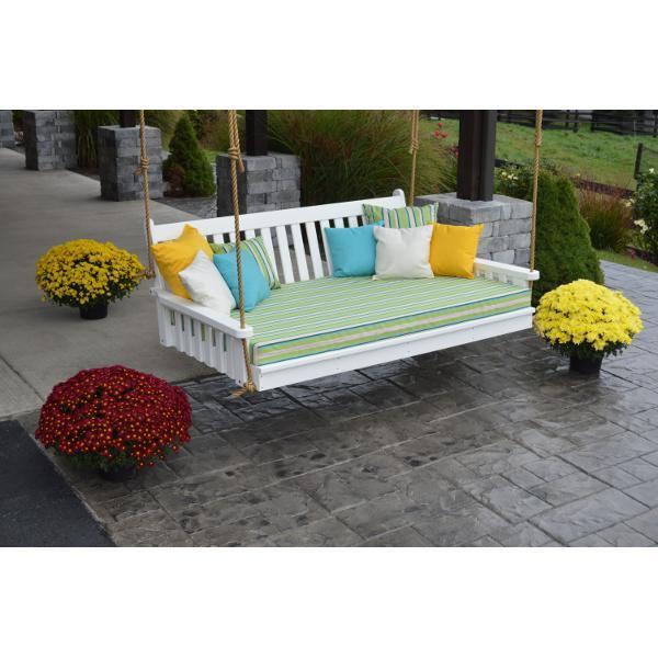 A &amp; L Furniture Poly Traditional English Swingbed Porch Swing Beds 4ft / Aruba Blue