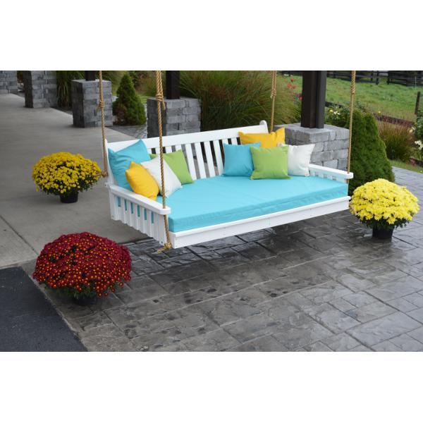 A &amp; L Furniture Poly Traditional English Swingbed Porch Swing Beds 4ft / Aruba Blue