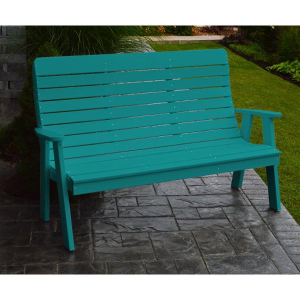 A &amp; L Furniture Poly Winston Garden Bench Garden Benches 4ft / Aruba Blue