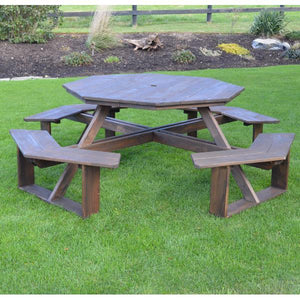 A & L Furniture Pressure Treated Pine 54” Octagon Walk-In Table Picnic Table Unfinished / No