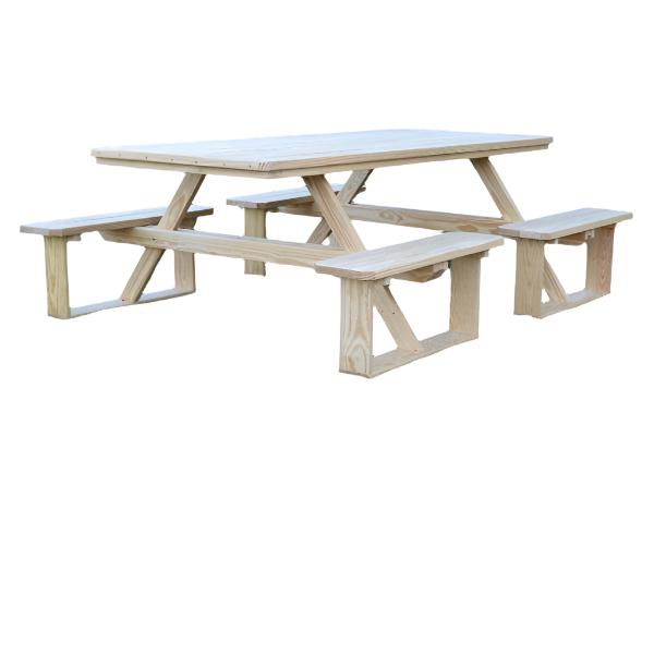A &amp; L Furniture Pressure Treated Pine 8ft Walk-In Table Picnic Table Unfinished / No