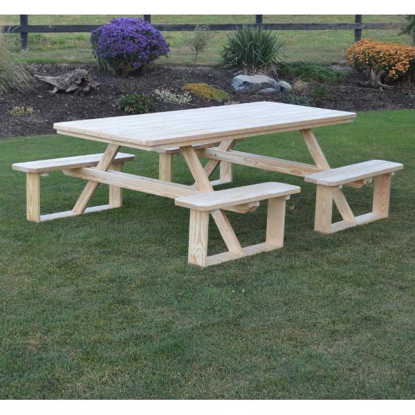 A &amp; L Furniture Pressure Treated Pine 8ft Walk-In Table Picnic Table Unfinished / No