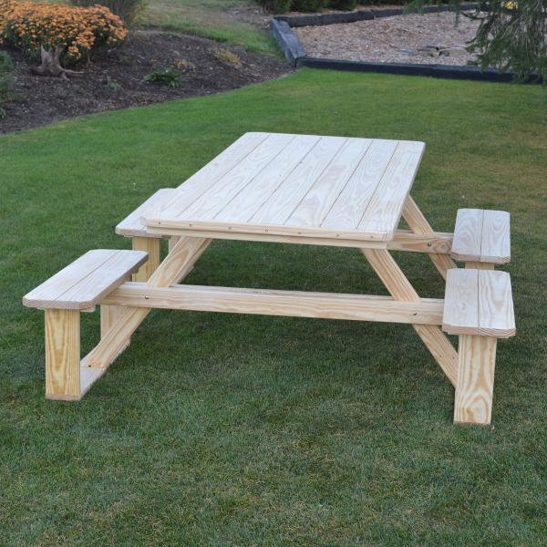 A &amp; L Furniture Pressure Treated Pine 8ft Walk-In Table Picnic Table Unfinished / No
