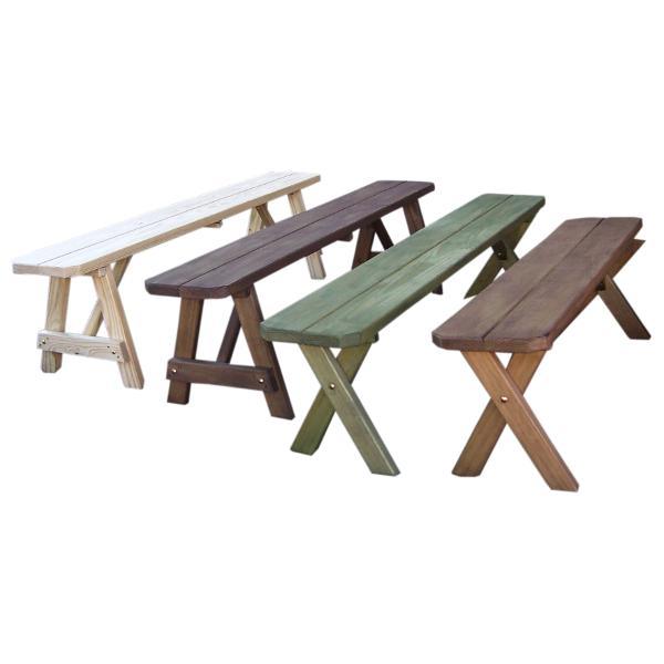 A &amp; L Furniture Pressure Treated Pine Crossleg Bench Picnic Benches 2ft / Unfinished