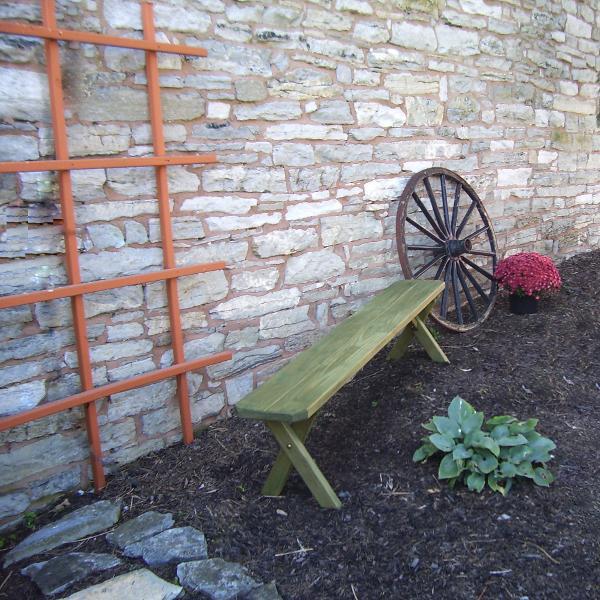 A &amp; L Furniture Pressure Treated Pine Crossleg Bench Picnic Benches 2ft / Unfinished