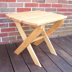 A & L Furniture Pressure Treated Pine Folding Oval End Table Table Unfinished