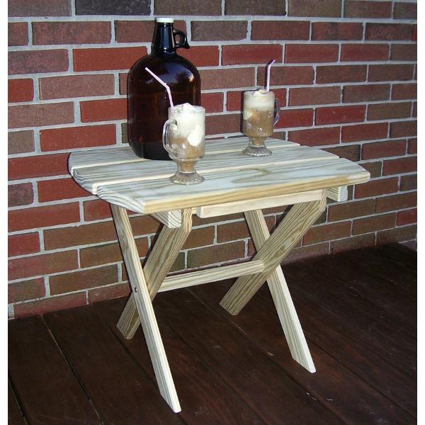 A &amp; L Furniture Pressure Treated Pine Folding Oval End Table Table Unfinished