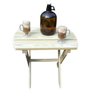 A & L Furniture Pressure Treated Pine Folding Oval End Table Table Unfinished