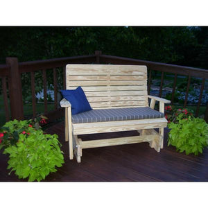 A & L Furniture Pressure Treated Pine Highback Glider Gliders 4ft / Unfinished
