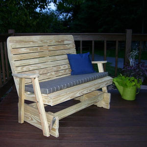 A & L Furniture Pressure Treated Pine Highback Glider Gliders 4ft / Unfinished