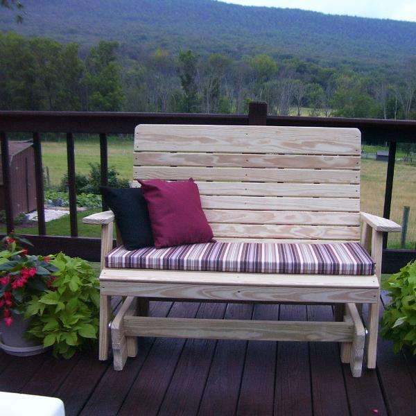 A &amp; L Furniture Pressure Treated Pine Highback Glider Gliders 4ft / Unfinished
