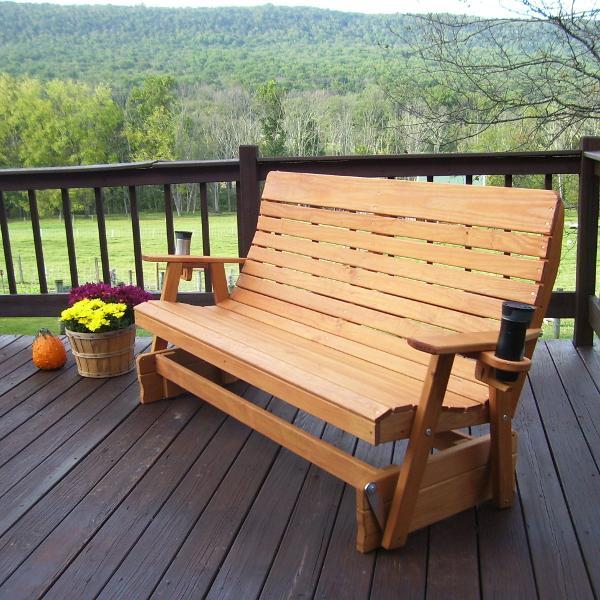 A &amp; L Furniture Pressure Treated Pine Highback Glider Gliders 4ft / Unfinished