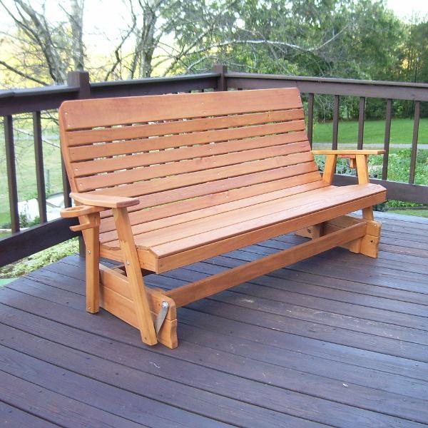 A &amp; L Furniture Pressure Treated Pine Highback Glider Gliders 6ft / Cedar