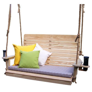A & L Furniture Pressure Treated Pine Highback Porch Swing Porch Swings 4ft / Unfinished