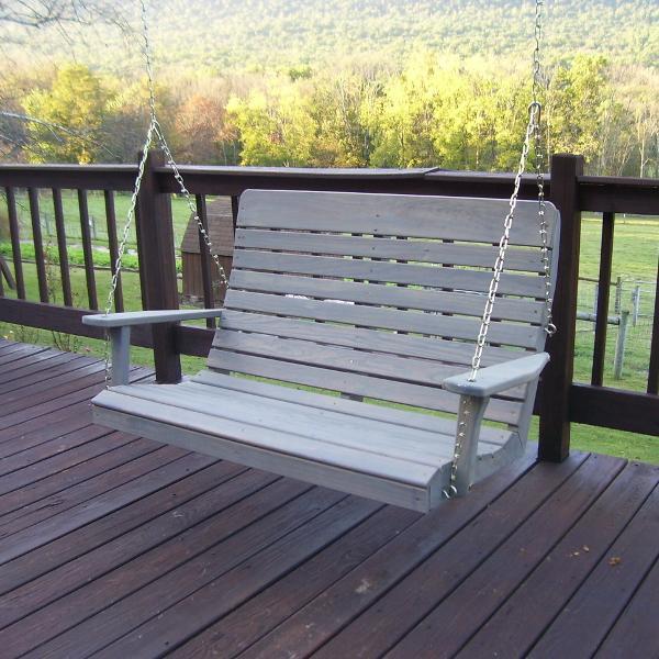 A &amp; L Furniture Pressure Treated Pine Highback Porch Swing Porch Swings 4ft / Unfinished