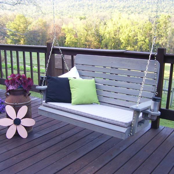 A &amp; L Furniture Pressure Treated Pine Highback Porch Swing Porch Swings 4ft / Unfinished