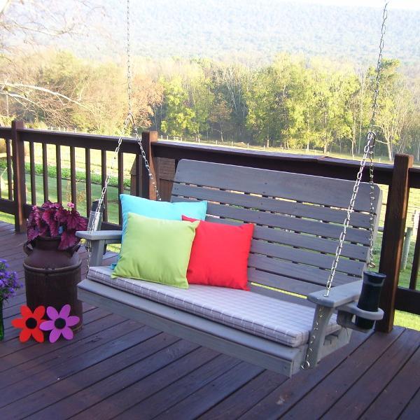 A &amp; L Furniture Pressure Treated Pine Highback Porch Swing Porch Swings 4ft / Unfinished