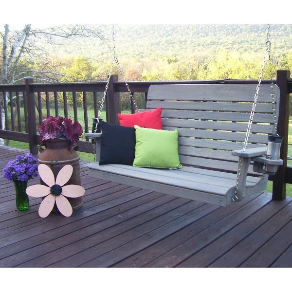 A &amp; L Furniture Pressure Treated Pine Highback Porch Swing Porch Swings 4ft / Unfinished