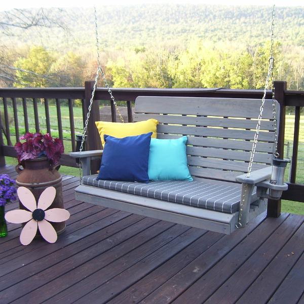 A &amp; L Furniture Pressure Treated Pine Highback Porch Swing Porch Swings 4ft / Unfinished