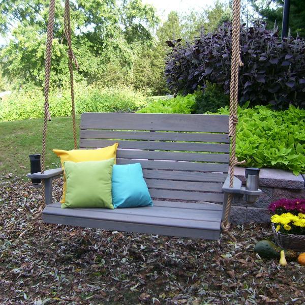 A &amp; L Furniture Pressure Treated Pine Highback Porch Swing Porch Swings 4ft / Unfinished