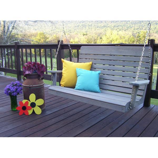 A &amp; L Furniture Pressure Treated Pine Highback Porch Swing Porch Swings 4ft / Unfinished