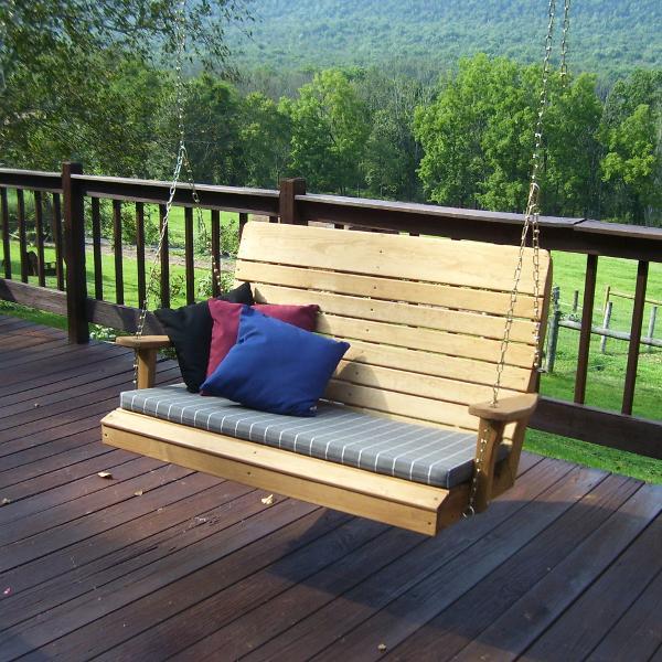 A &amp; L Furniture Pressure Treated Pine Highback Porch Swing Porch Swings 4ft / Unfinished