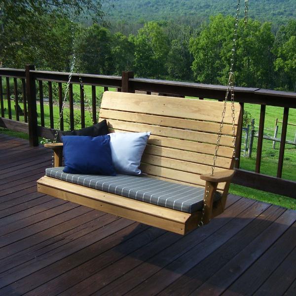 A &amp; L Furniture Pressure Treated Pine Highback Porch Swing Porch Swings 4ft / Unfinished