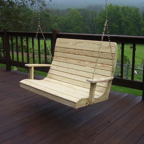 A &amp; L Furniture Pressure Treated Pine Highback Porch Swing Porch Swings 4ft / Unfinished