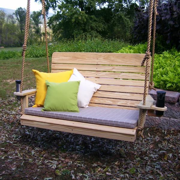 A &amp; L Furniture Pressure Treated Pine Highback Porch Swing Porch Swings 4ft / Unfinished