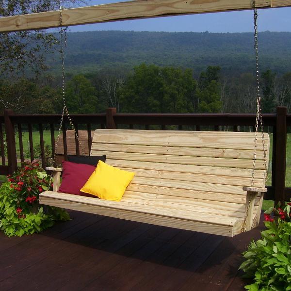 A &amp; L Furniture Pressure Treated Pine Highback Porch Swing Porch Swings 4ft / Unfinished