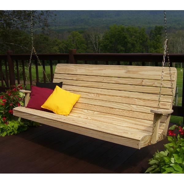 A &amp; L Furniture Pressure Treated Pine Highback Porch Swing Porch Swings 4ft / Unfinished