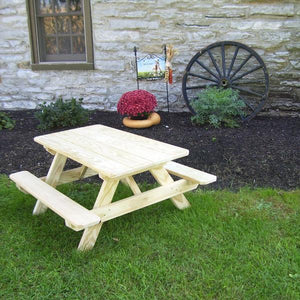 A & L Furniture Pressure Treated Pine Kids Picnic Table Picnic Table Unfinished / No