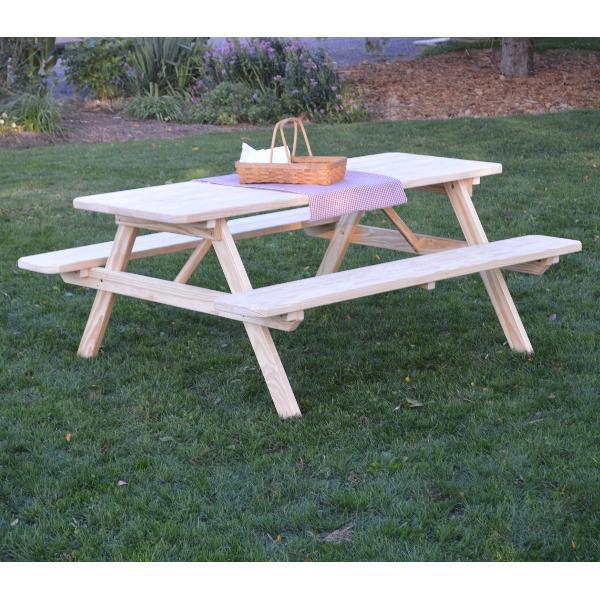 A &amp; L Furniture Pressure Treated Pine Picnic Table with Attached Benches Picnic Table 4ft / Unfinished / No