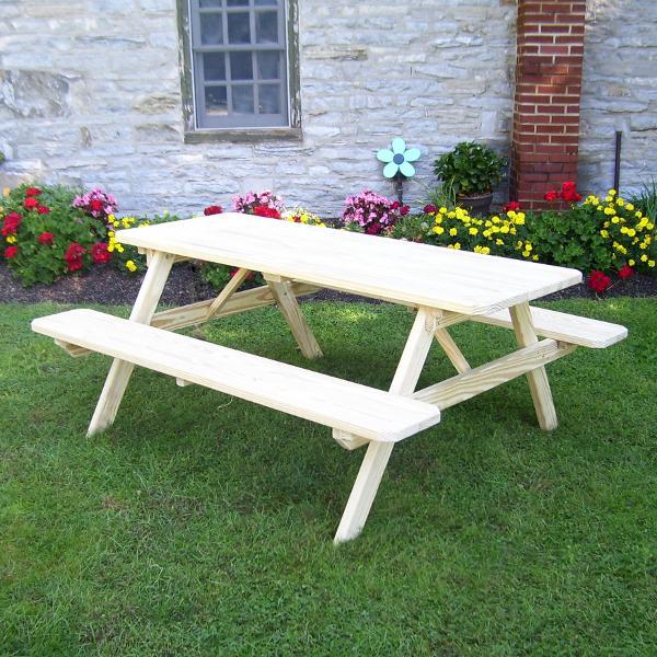 A &amp; L Furniture Pressure Treated Pine Picnic Table with Attached Benches Picnic Table 4ft / Unfinished / No