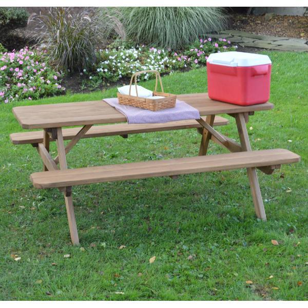 A &amp; L Furniture Pressure Treated Pine Picnic Table with Attached Benches Picnic Table 4ft / Unfinished / No